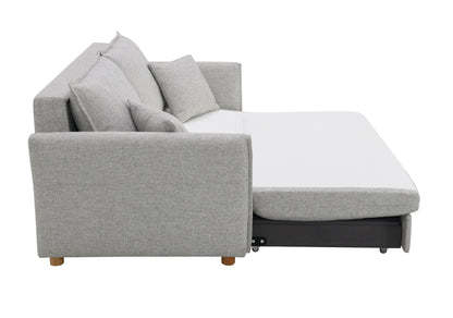 Oren Gray Chenille Sleeper Sectional Sofa w/ Storage & 2 Toss Pillows - 1st Choice Furniture Direct
