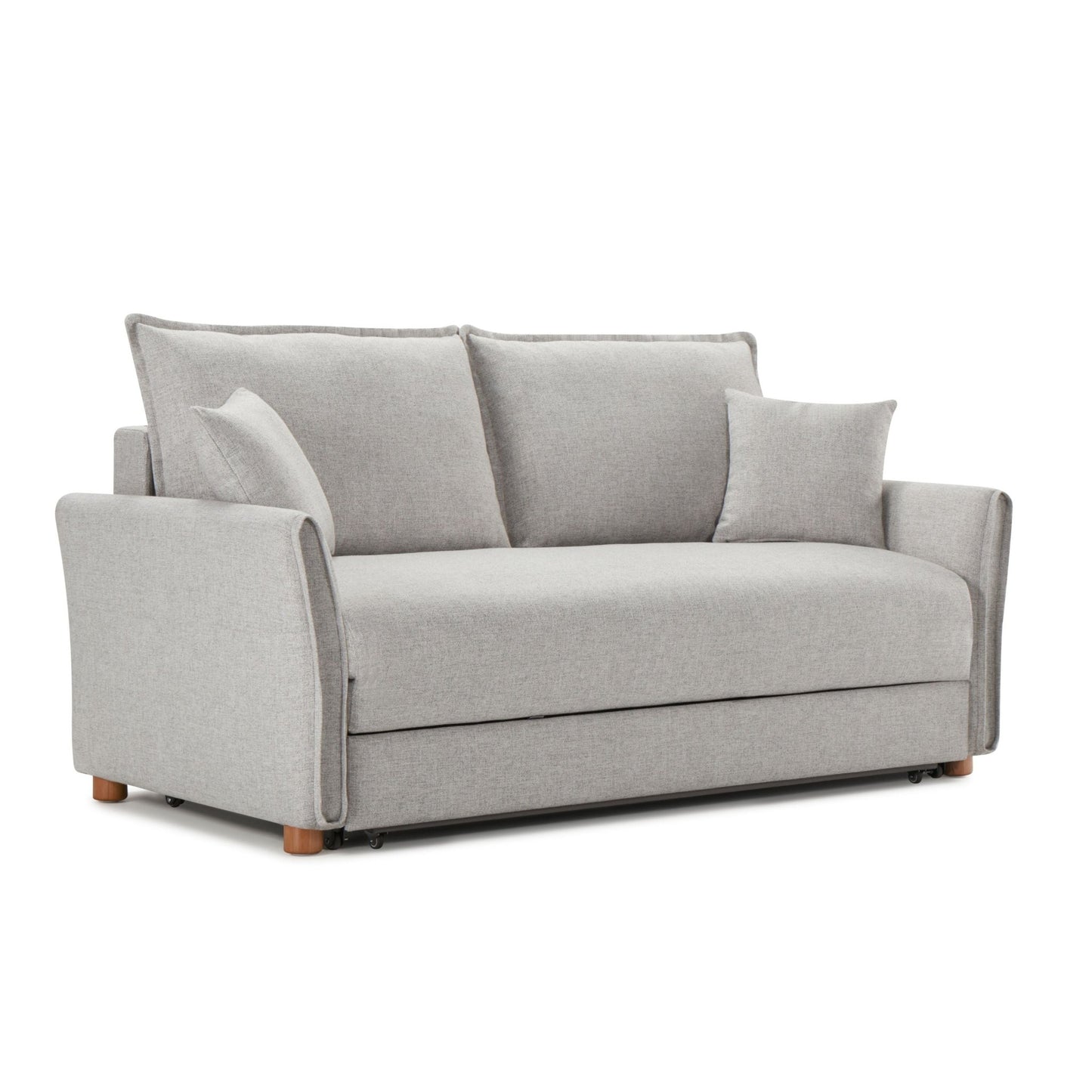 Oren Gray Chenille Sleeper Sectional Sofa w/ Storage & 2 Toss Pillows - 1st Choice Furniture Direct