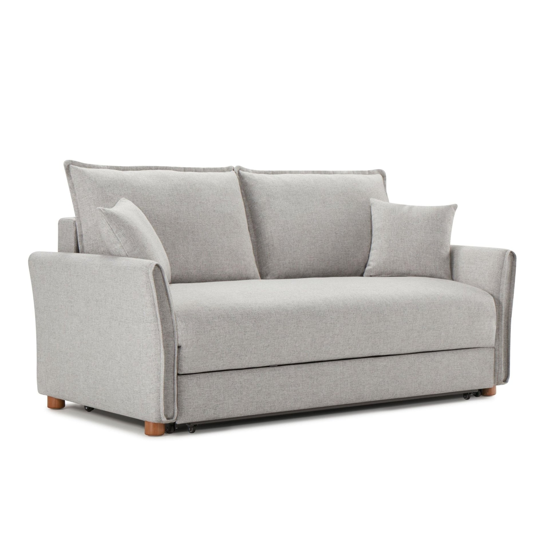 Oren Gray Chenille Sleeper Sectional Sofa w/ Storage & 2 Toss Pillows - 1st Choice Furniture Direct
