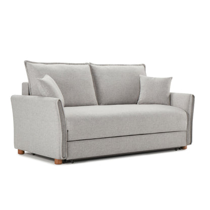 Oren Gray Chenille Sleeper Sectional Sofa w/ Storage & 2 Toss Pillows - 1st Choice Furniture Direct