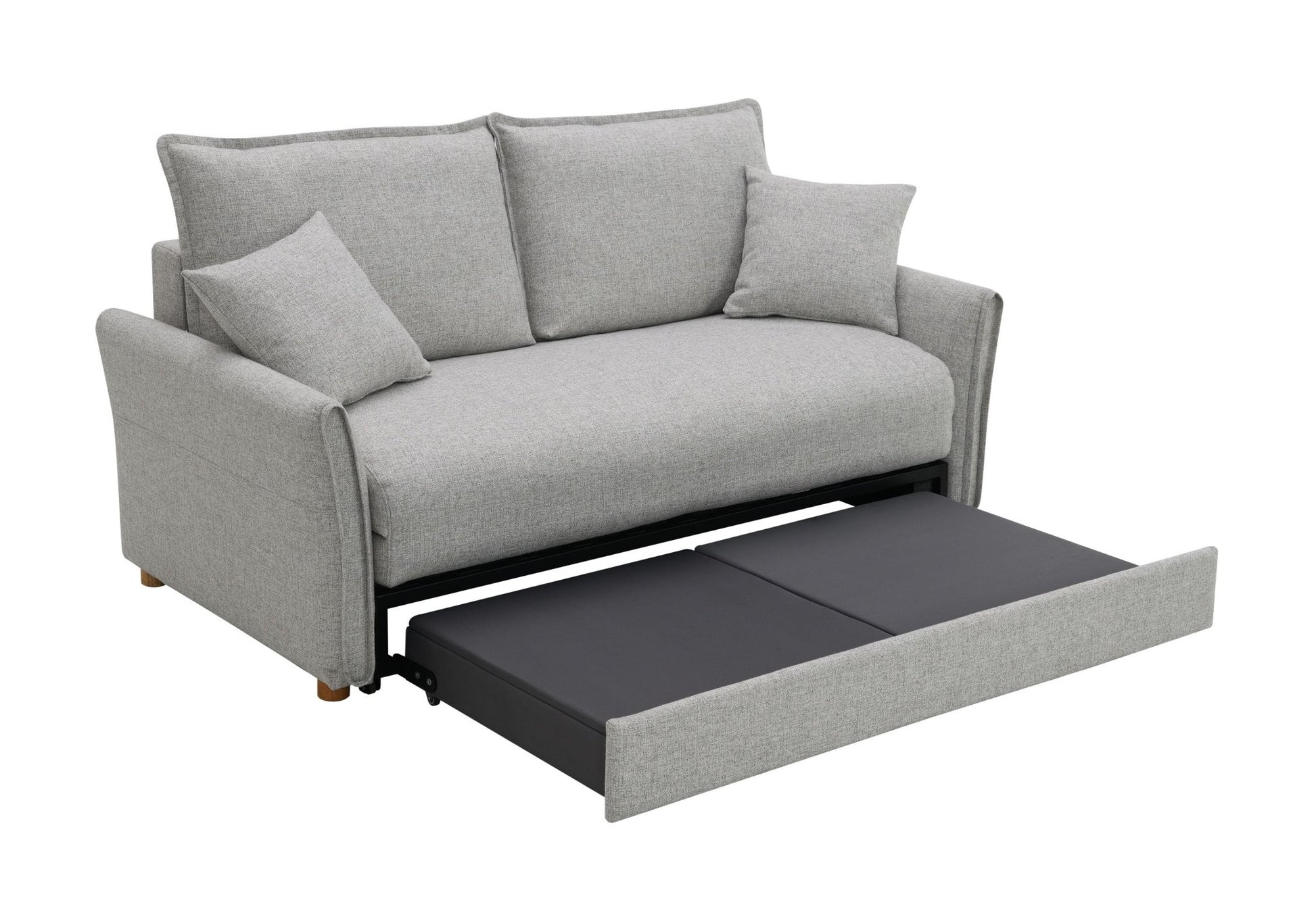 Oren Gray Chenille Sleeper Sectional Sofa w/ Storage & 2 Toss Pillows - 1st Choice Furniture Direct