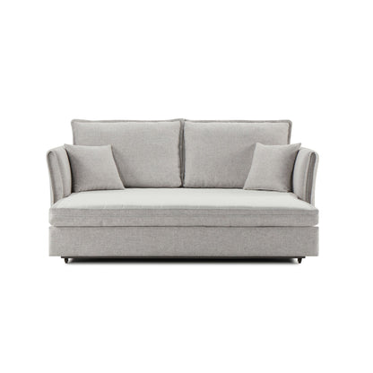 Oren Gray Chenille Sleeper Sectional Sofa w/ Storage & 2 Toss Pillows - 1st Choice Furniture Direct