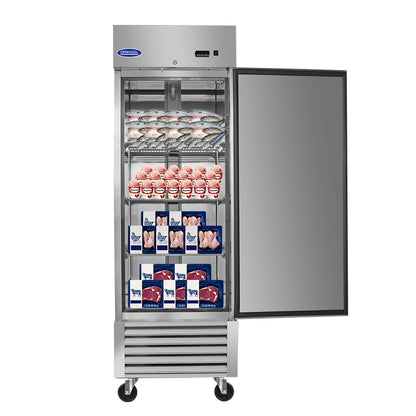 ORIKOOL 27' Commercial Freezer 23 Cu.ft with 1 Solid Door Reach-In Freezers Stainless Steel ETL Approved Upright Freeze Storage - 1st Choice Furniture Direct