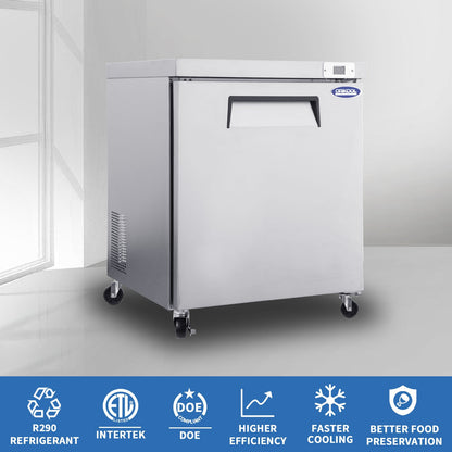 Orikool 29 IN Commercial Refrigerators, Undercounter Refrigerators 8 Cu.Ft with Smooth Casters, 1 Door, ETL Listed for Restaurants, Cafes, Bars And Pizzerias - 1st Choice Furniture Direct
