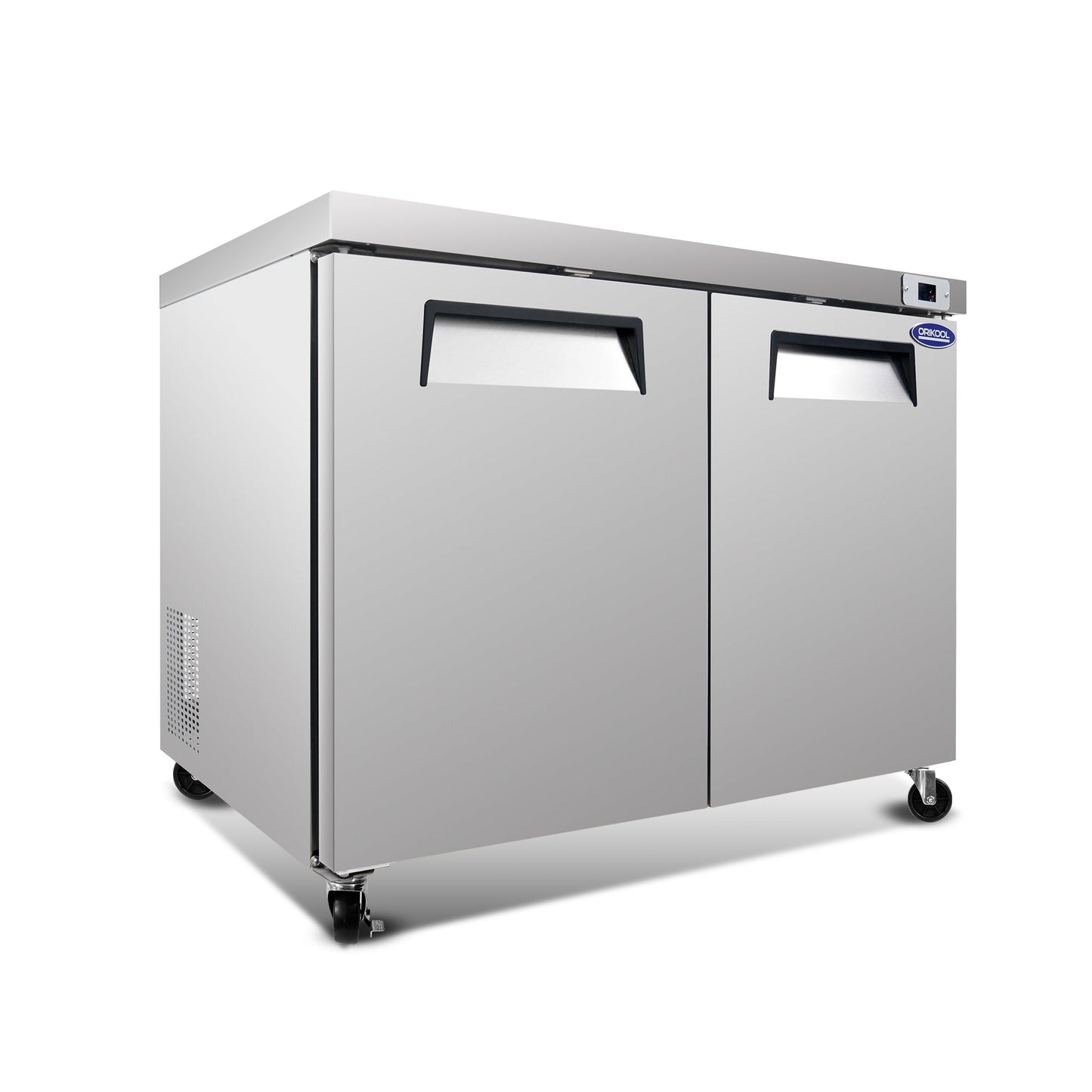 Orikool 48 IN Commercial Refrigerators, Undercounter Refrigerators 14.1 Cu.Ft with Smooth Casters, 2 Doors, ETL Listed for Restaurants, Cafes, Bars And Pizzerias - 1st Choice Furniture Direct