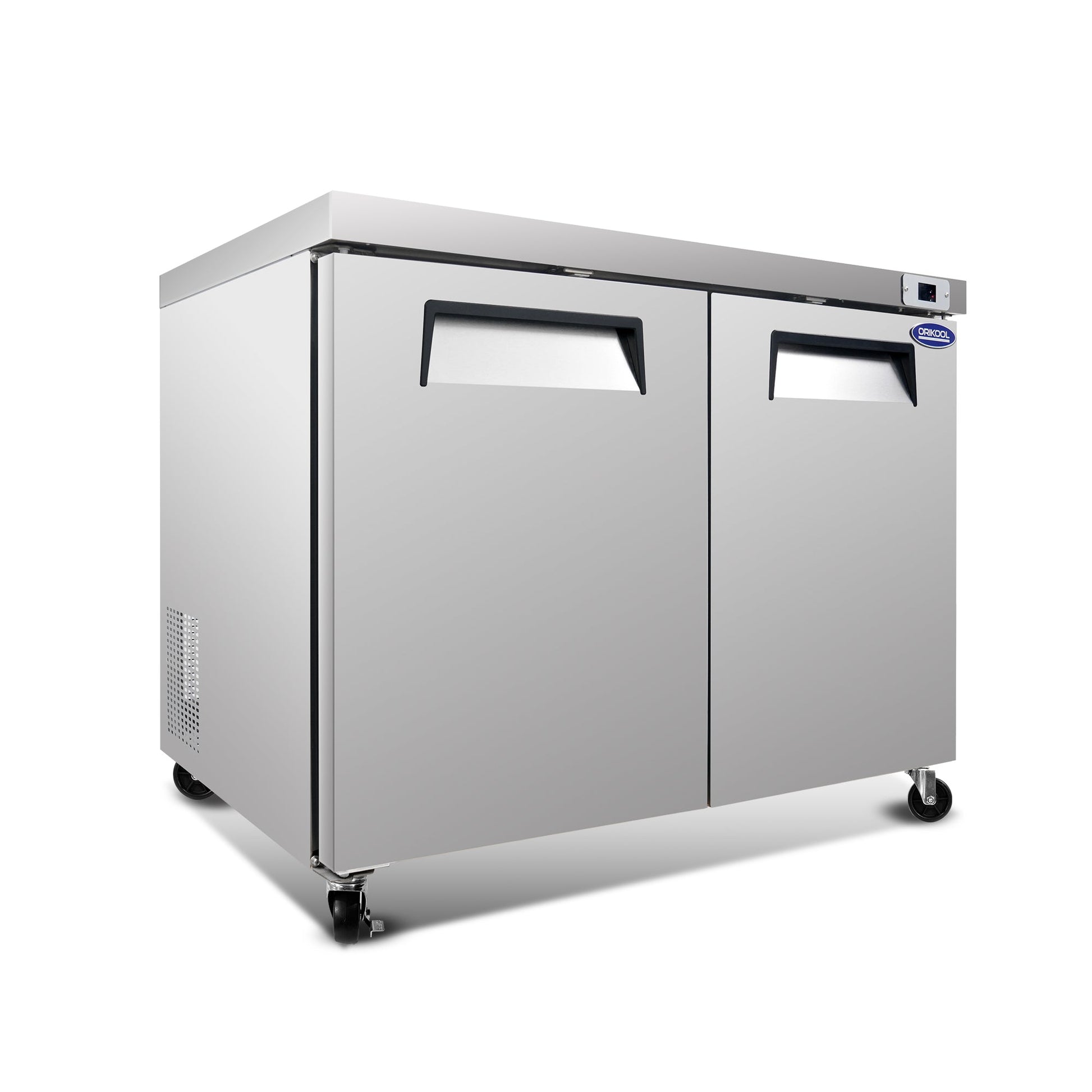 Orikool 48 IN Commercial Refrigerators, Undercounter Refrigerators 14.1 Cu.Ft with Smooth Casters, 2 Doors, ETL Listed for Restaurants, Cafes, Bars And Pizzerias - 1st Choice Furniture Direct