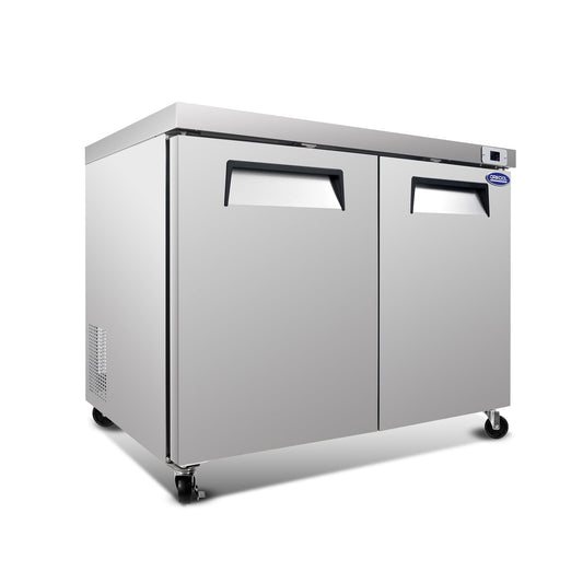 Orikool 48 IN Commercial Refrigerators, Undercounter Refrigerators 14.1 Cu.Ft with Smooth Casters, 2 Doors, ETL Listed for Restaurants, Cafes, Bars And Pizzerias - 1st Choice Furniture Direct