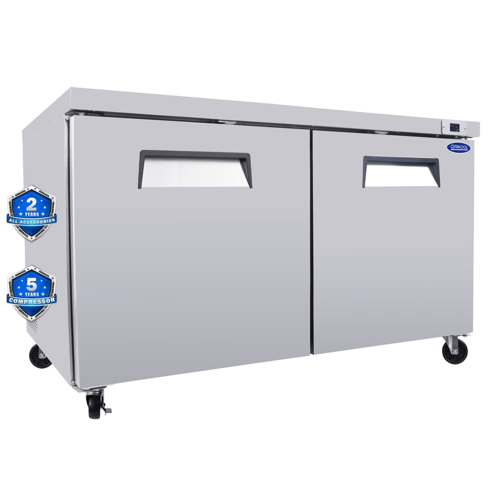 ORIKOOL 60' Commercial Under Counter Freezer 2 Door 18.5 Cu.ft Undercounter Work Top Freezers ETL Approved - 1st Choice Furniture Direct