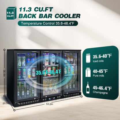 ORIKOOL Beverage Refrigerators Cooler 53 inch 3 Glass Door Back Bar, 480 Cans Commercial Display Bar Fridge for Beer Wine and Drink 11.3 Cu.Ft - 1st Choice Furniture Direct