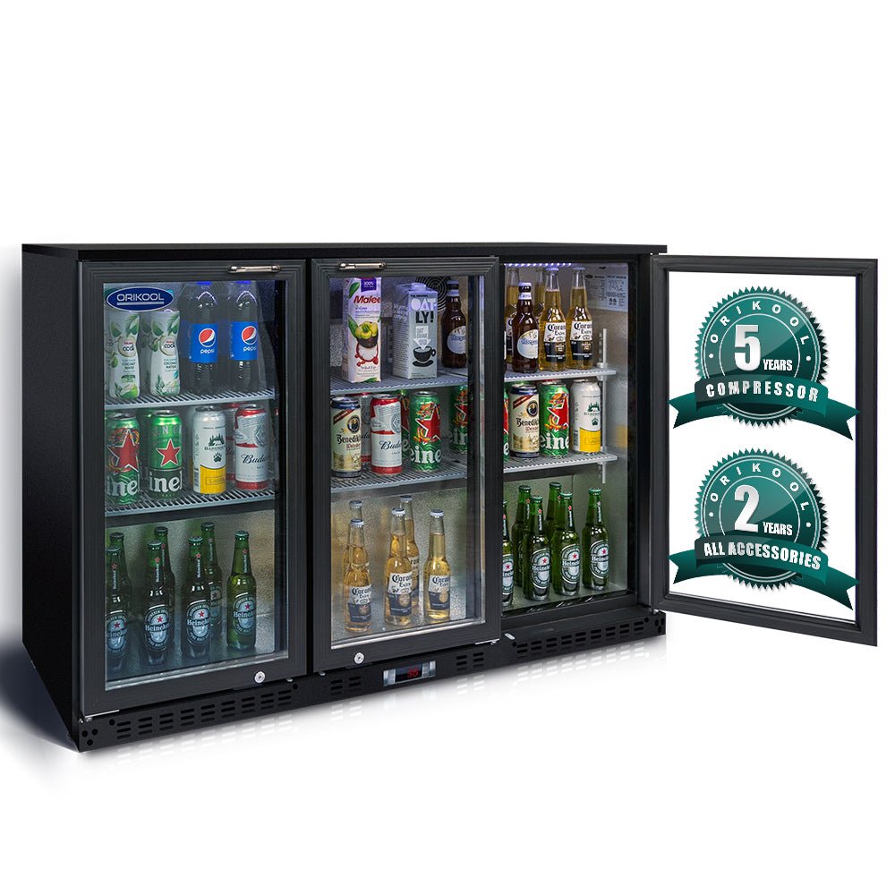 ORIKOOL Beverage Refrigerators Cooler 53 inch 3 Glass Door Back Bar, 480 Cans Commercial Display Bar Fridge for Beer Wine and Drink 11.3 Cu.Ft - 1st Choice Furniture Direct