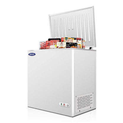 ORIKOOL Chest Freezer 5.0 Cu.ft Solid Top Commercial Deep Chest Freezers with Lockable Stay - Open Lid Painted for Back - of - House Bulk Storage - 1st Choice Furniture Direct