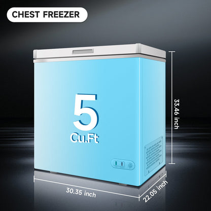 ORIKOOL Chest Freezer 5.0 Cu.ft Solid Top Commercial Deep Chest Freezers with Lockable Stay - Open Lid Painted for Back - of - House Bulk Storage - 1st Choice Furniture Direct