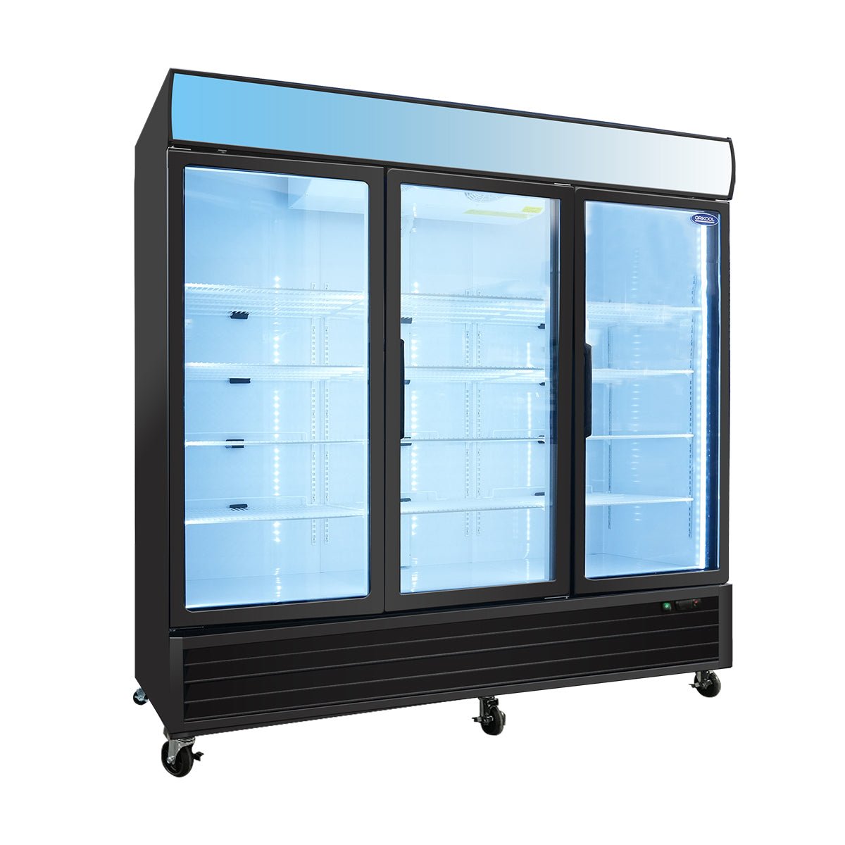 ORIKOOL Glass Door Merchandiser Freezer 70 Cu.ft Swing Door Commercial Reach - In Display Freezers with LED Top Panel Upright Freeze Storage - 1st Choice Furniture Direct