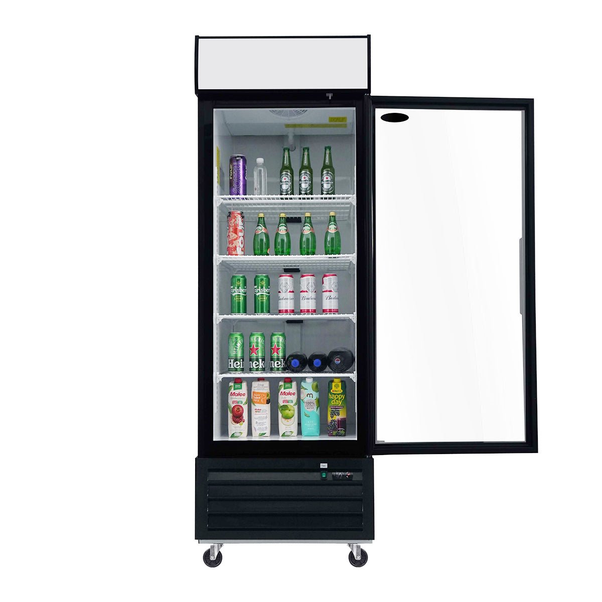 ORIKOOL Glass Door Merchandiser Refrigerator 19.3 Cu.ft Swing Door Commercial Display Refrigerators Merchandising Refrigeration with LED Top Panel - 1st Choice Furniture Direct