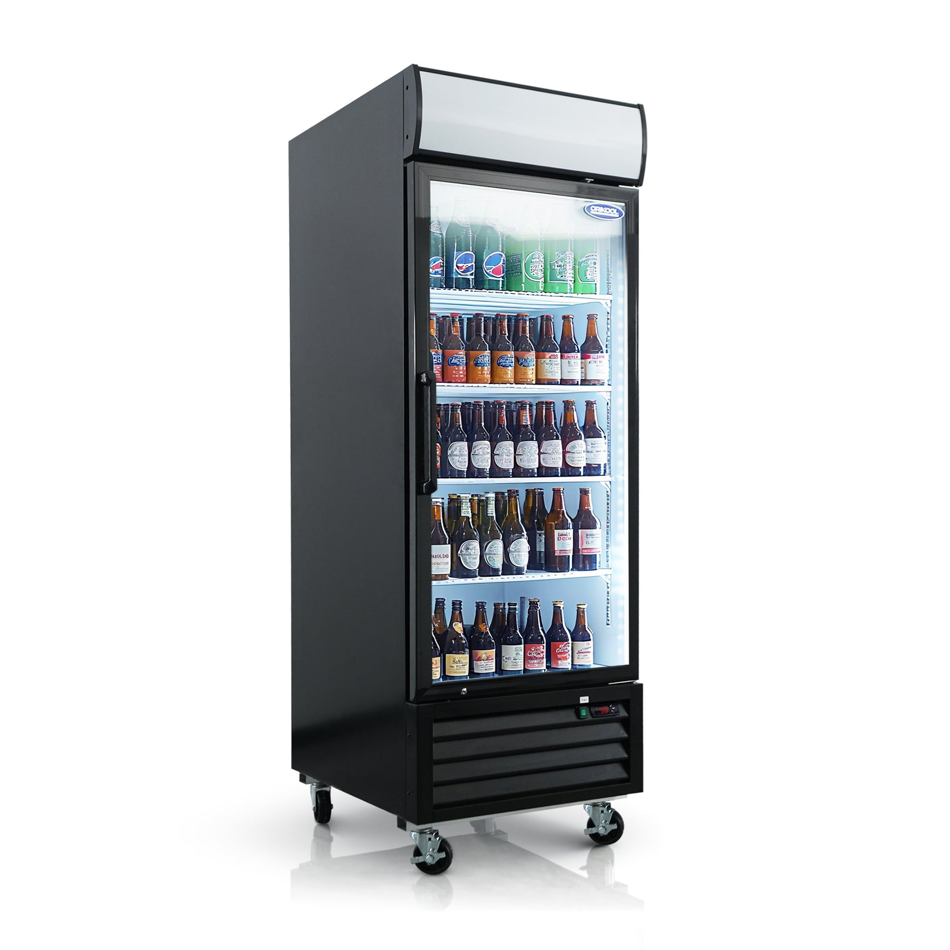 ORIKOOL Glass Door Merchandiser Refrigerator 19.3 Cu.ft Swing Door Commercial Display Refrigerators Merchandising Refrigeration with LED Top Panel - 1st Choice Furniture Direct