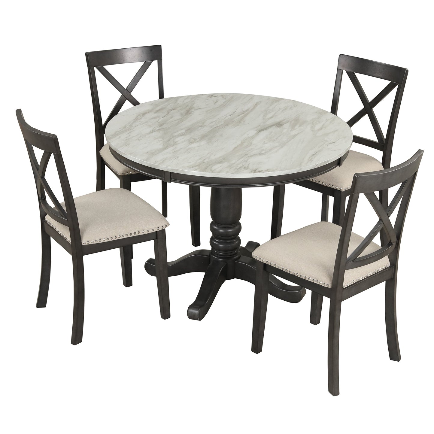 Orisfur. 5 Pieces Dining Table and Chairs Set for 4 Persons, Kitchen Room Solid Wood Table with 4 Chairs - 1st Choice Furniture Direct