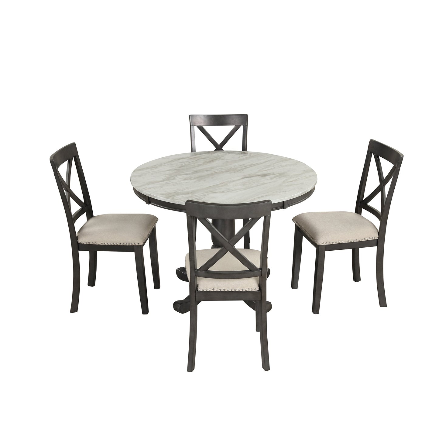 Orisfur. 5 Pieces Dining Table and Chairs Set for 4 Persons, Kitchen Room Solid Wood Table with 4 Chairs - 1st Choice Furniture Direct