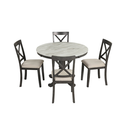Orisfur. 5 Pieces Dining Table and Chairs Set for 4 Persons, Kitchen Room Solid Wood Table with 4 Chairs - 1st Choice Furniture Direct