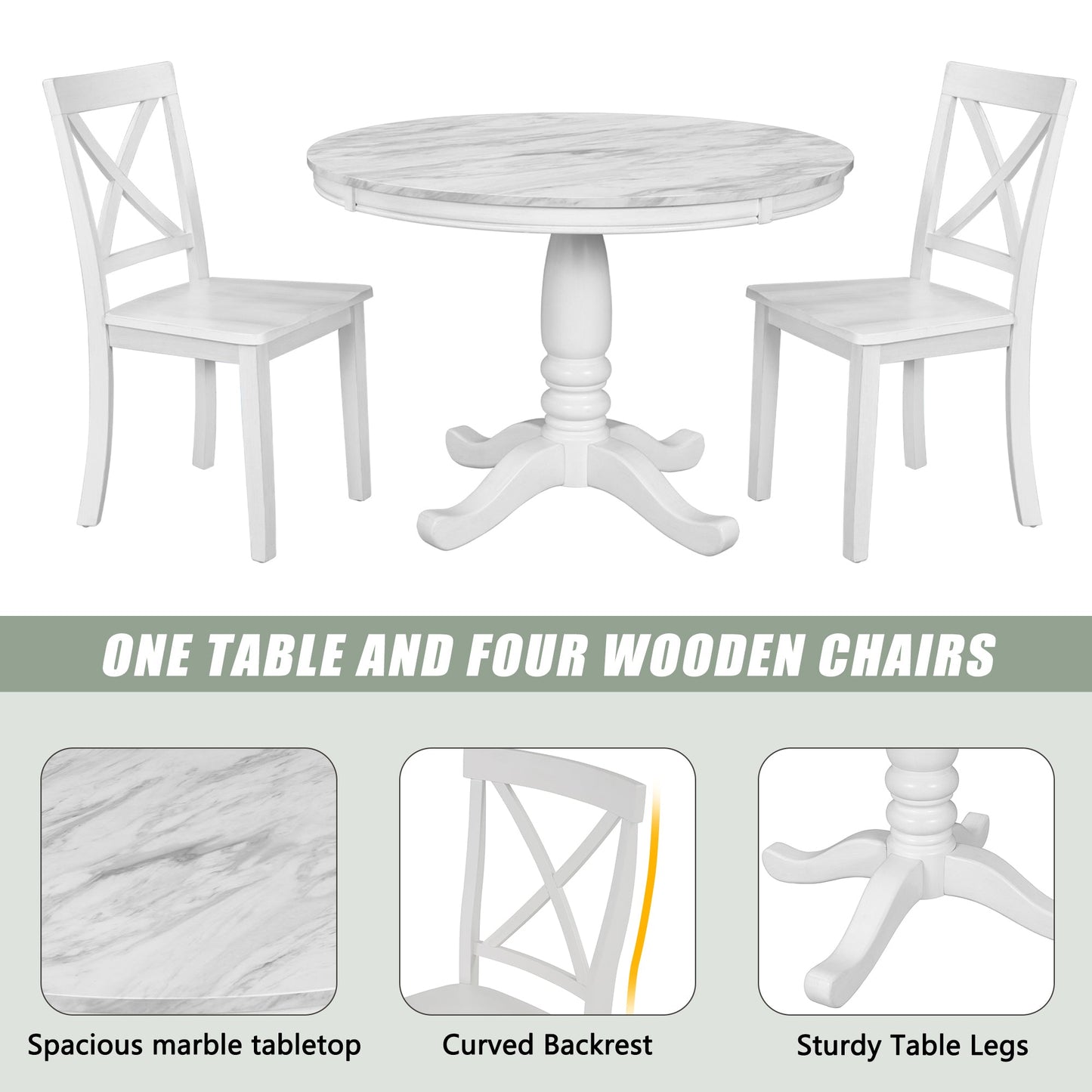Orisfur. 5 Pieces Dining Table and Chairs Set for 4 Persons, Kitchen Room Solid Wood Table with 4 Chairs - 1st Choice Furniture Direct