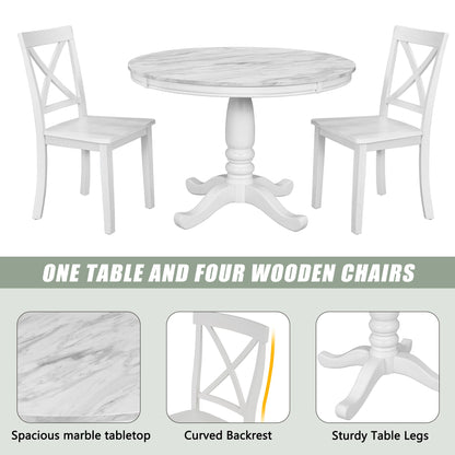 Orisfur. 5 Pieces Dining Table and Chairs Set for 4 Persons, Kitchen Room Solid Wood Table with 4 Chairs - 1st Choice Furniture Direct
