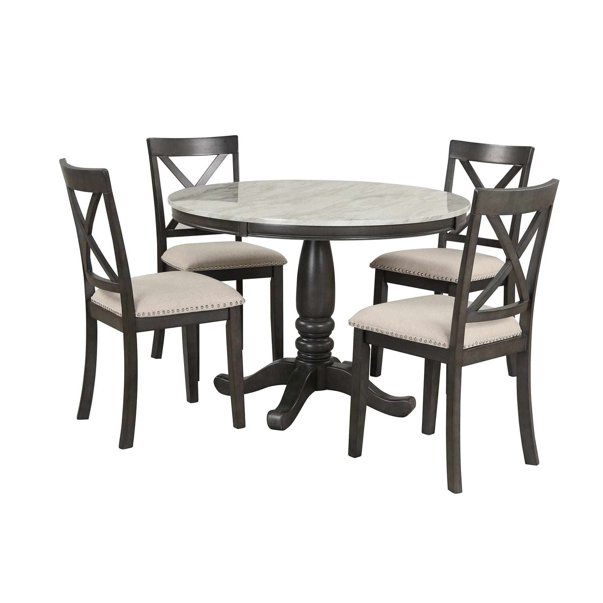 Orisfur. 5 Pieces Dining Table and Chairs Set for 4 Persons, Kitchen Room Solid Wood Table with 4 Chairs - 1st Choice Furniture Direct