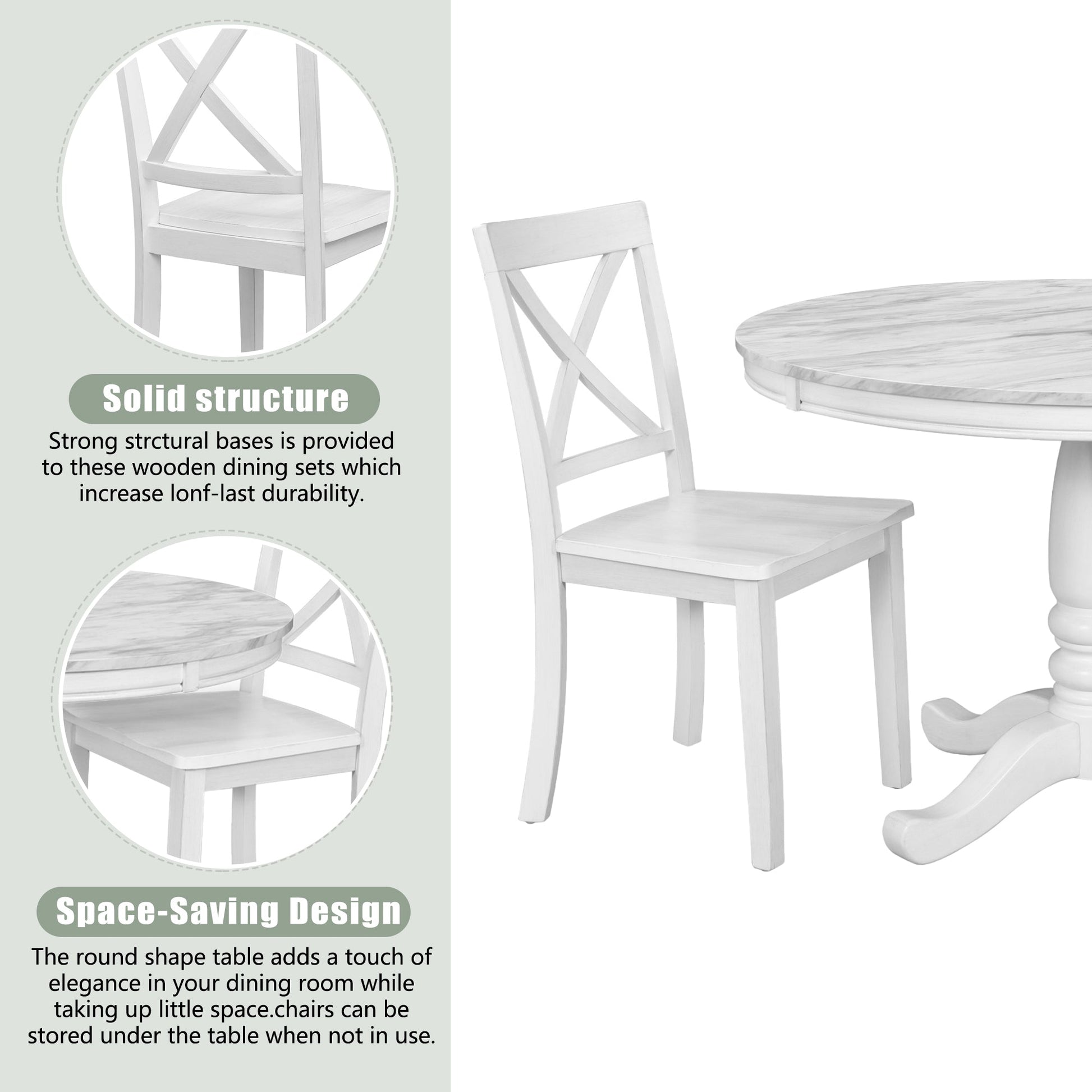 Orisfur. 5 Pieces Dining Table and Chairs Set for 4 Persons, Kitchen Room Solid Wood Table with 4 Chairs - 1st Choice Furniture Direct