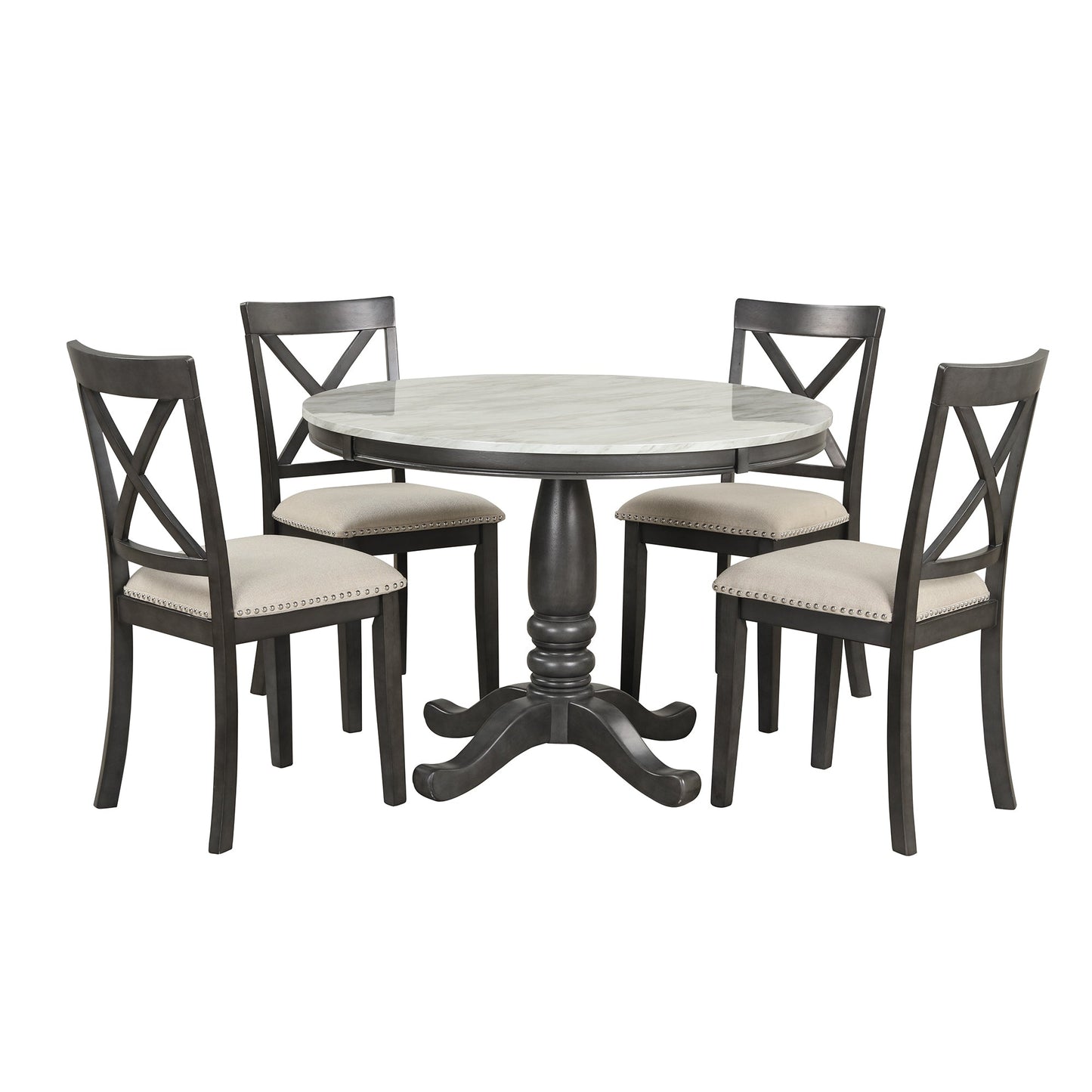 Orisfur. 5 Pieces Dining Table and Chairs Set for 4 Persons, Kitchen Room Solid Wood Table with 4 Chairs - 1st Choice Furniture Direct