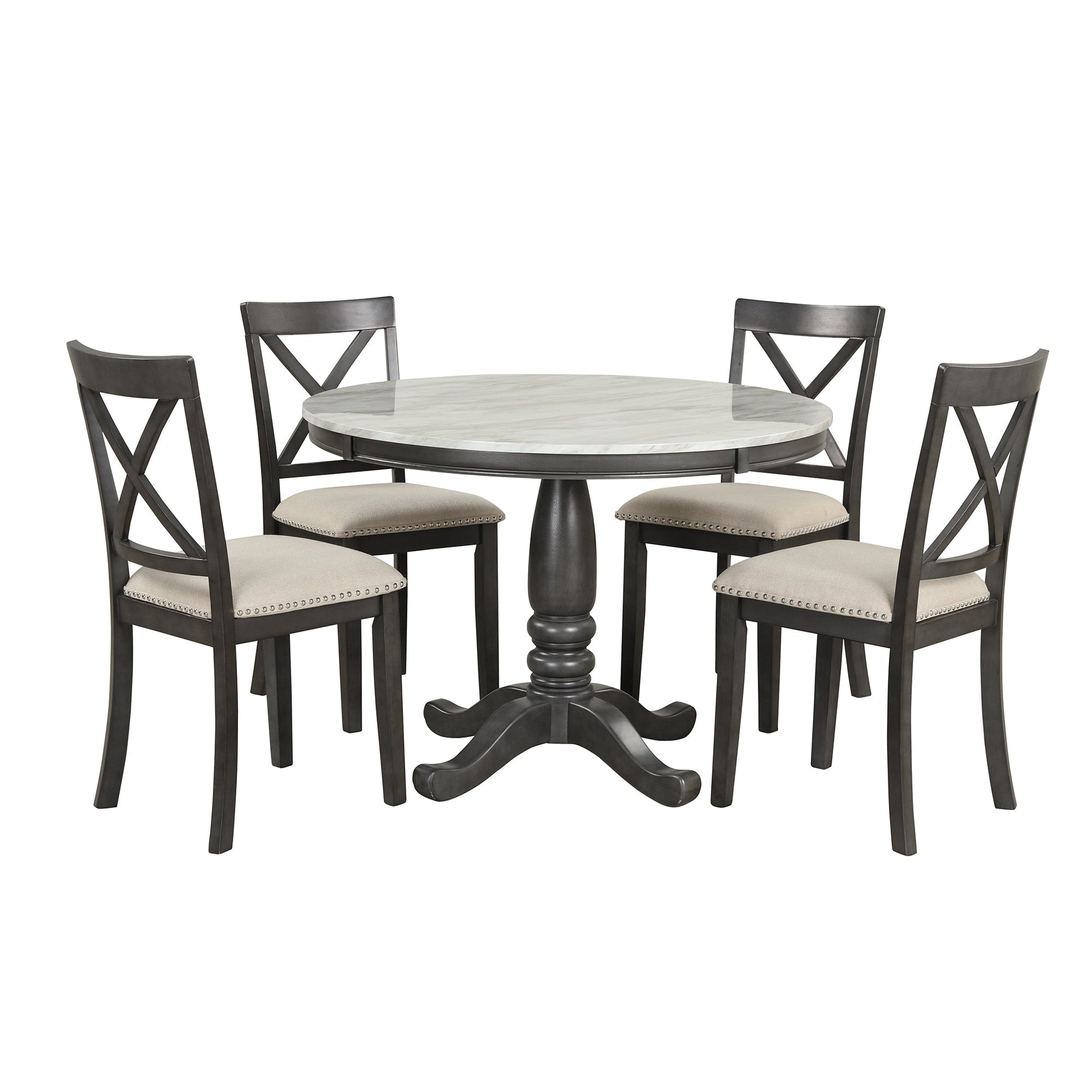 Orisfur. 5 Pieces Dining Table and Chairs Set for 4 Persons, Kitchen Room Solid Wood Table with 4 Chairs - 1st Choice Furniture Direct