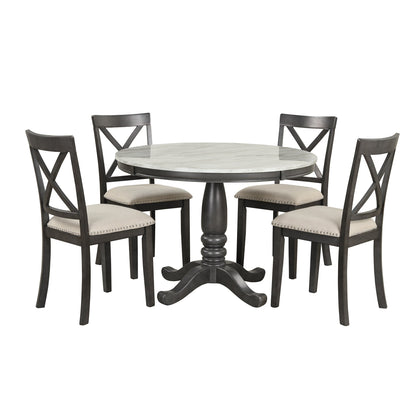 Orisfur. 5 Pieces Dining Table and Chairs Set for 4 Persons, Kitchen Room Solid Wood Table with 4 Chairs - 1st Choice Furniture Direct