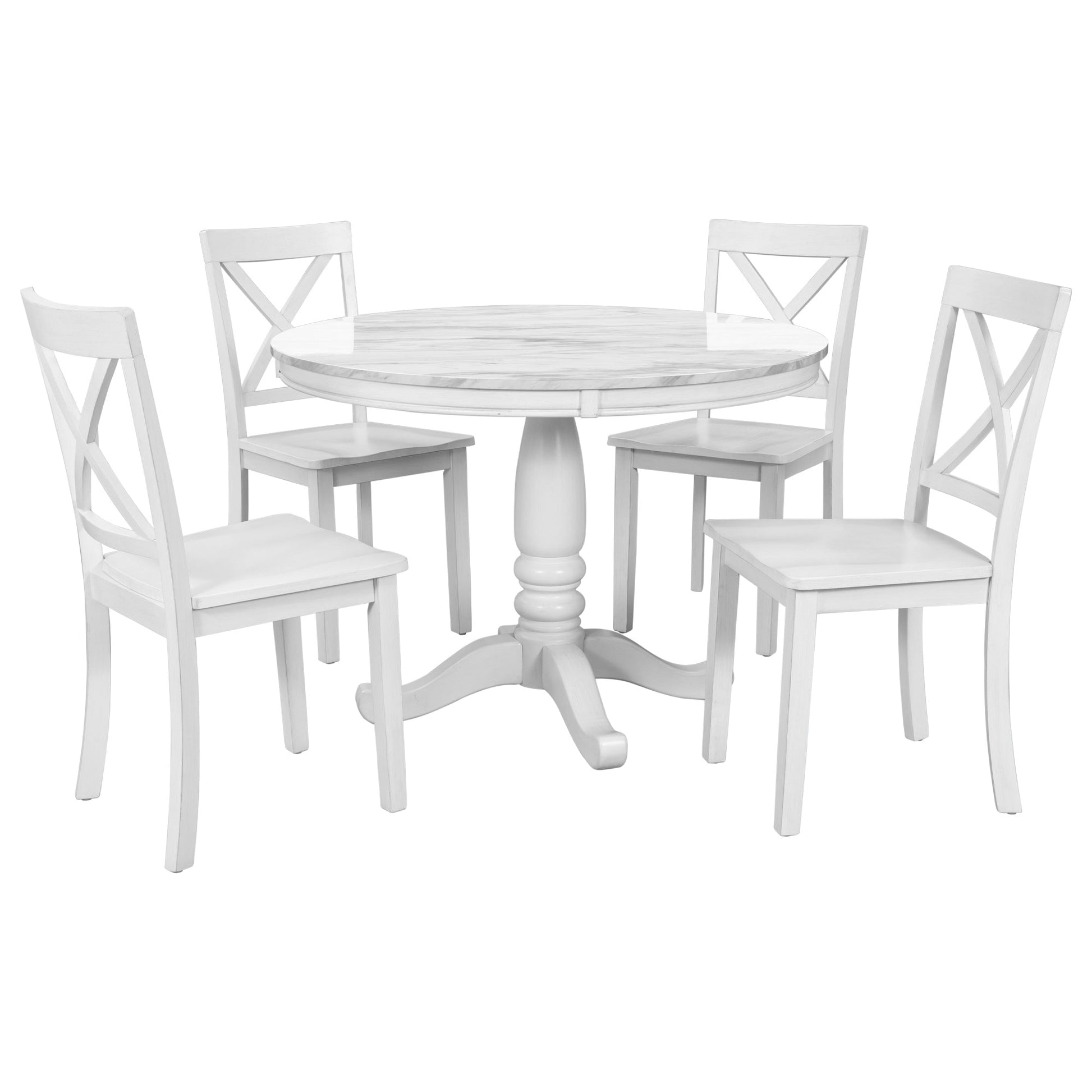 Orisfur. 5 Pieces Dining Table and Chairs Set for 4 Persons, Kitchen Room Solid Wood Table with 4 Chairs - 1st Choice Furniture Direct