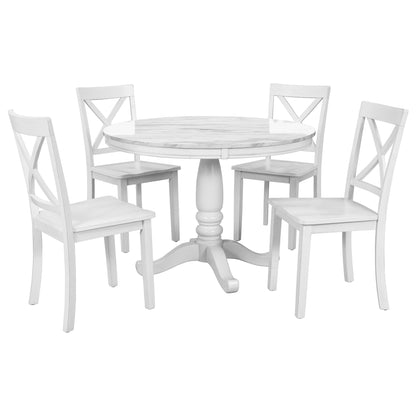 Orisfur. 5 Pieces Dining Table and Chairs Set for 4 Persons, Kitchen Room Solid Wood Table with 4 Chairs - 1st Choice Furniture Direct