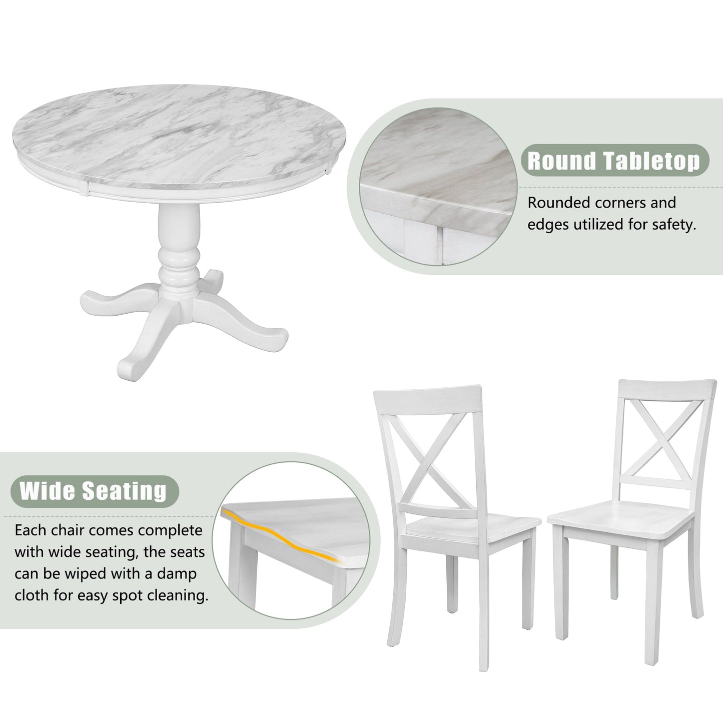 Orisfur. 5 Pieces Dining Table and Chairs Set for 4 Persons, Kitchen Room Solid Wood Table with 4 Chairs - 1st Choice Furniture Direct