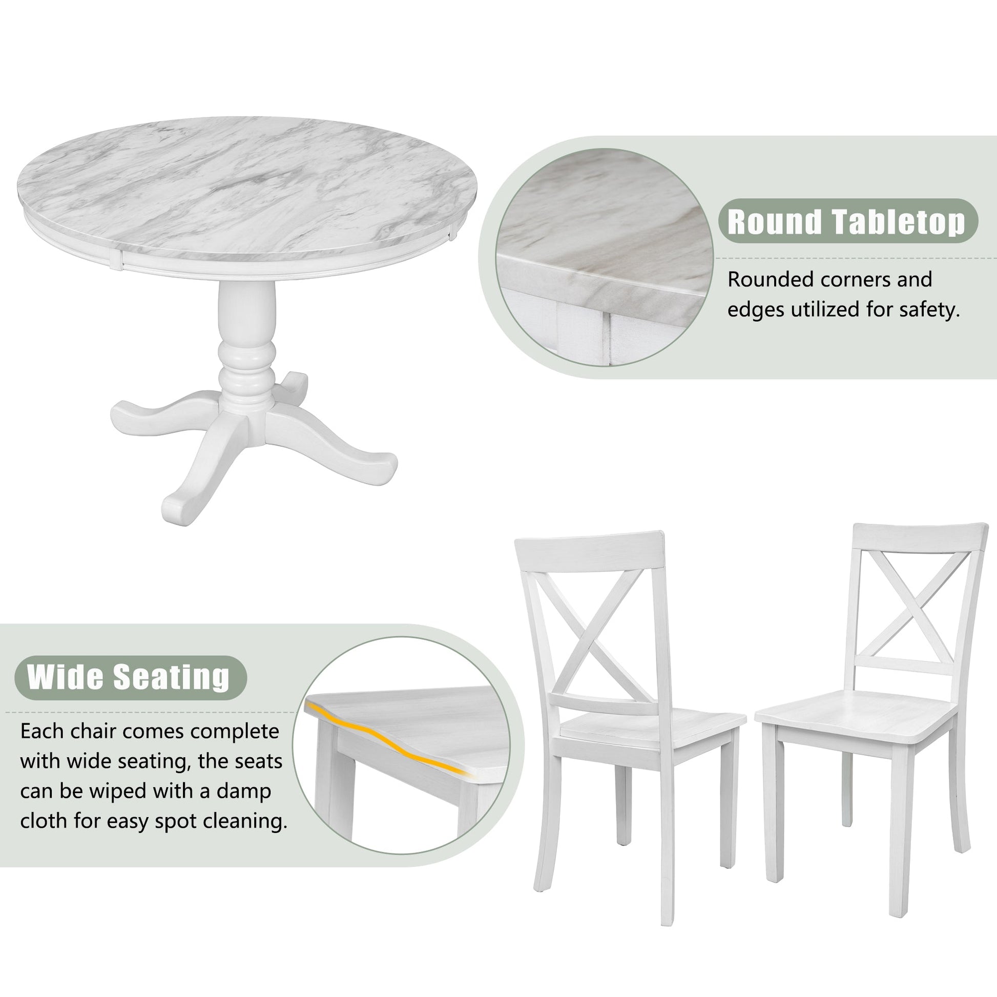 Orisfur. 5 Pieces Dining Table and Chairs Set for 4 Persons, Kitchen Room Solid Wood Table with 4 Chairs - 1st Choice Furniture Direct