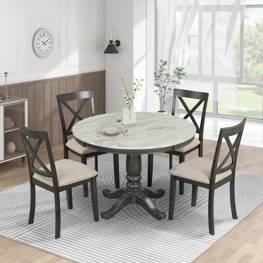 Orisfur. 5 Pieces Dining Table and Chairs Set for 4 Persons, Kitchen Room Solid Wood Table with 4 Chairs - 1st Choice Furniture Direct