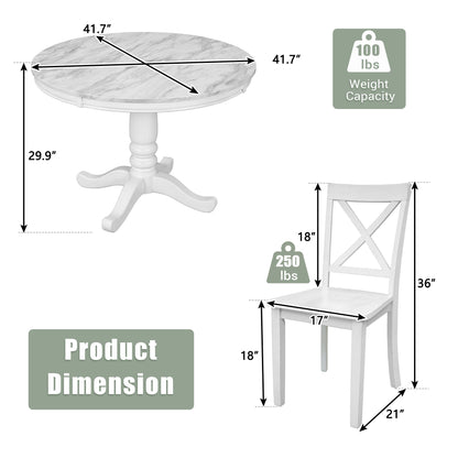 Orisfur. 5 Pieces Dining Table and Chairs Set for 4 Persons, Kitchen Room Solid Wood Table with 4 Chairs - 1st Choice Furniture Direct