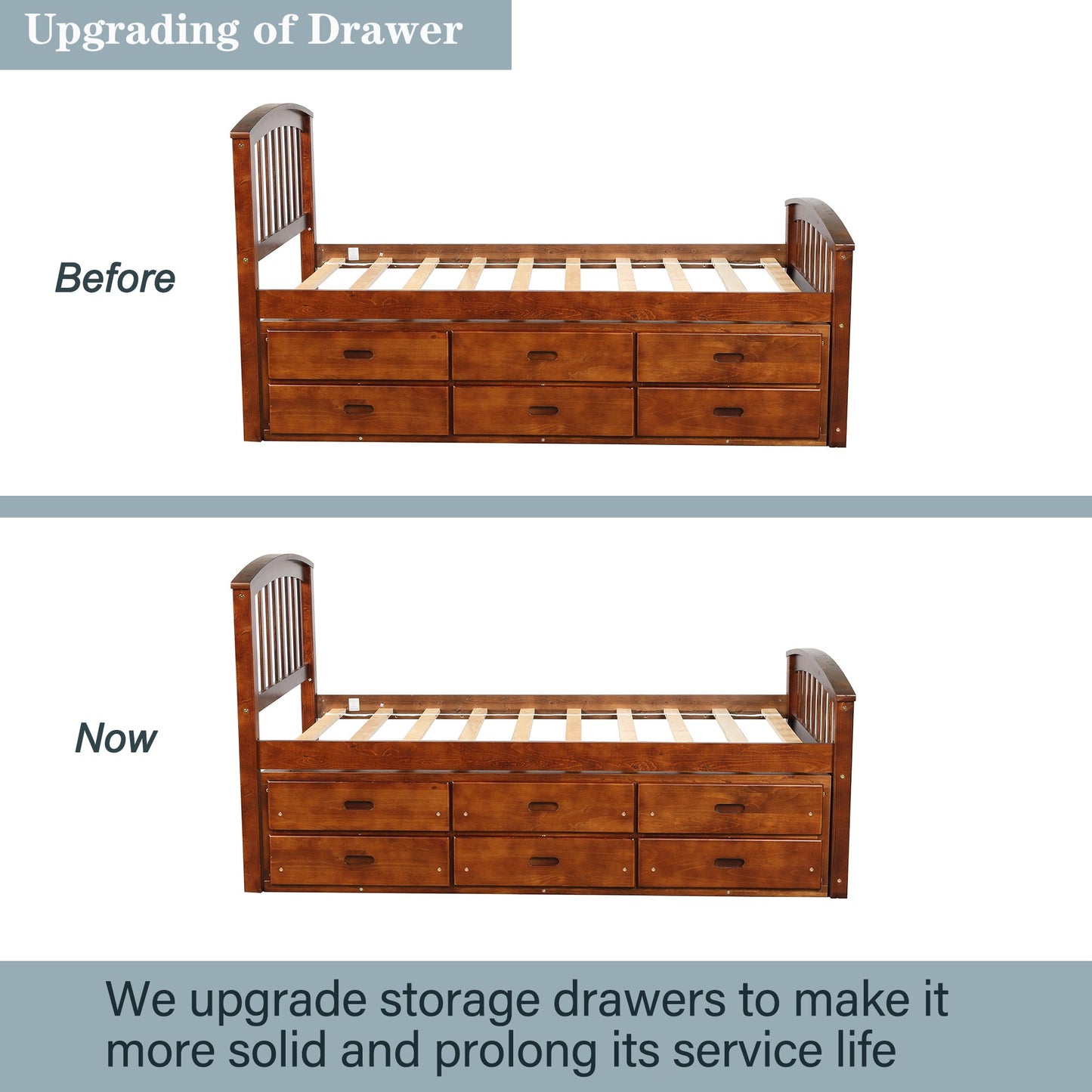 Orisfur. Twin Size Platform Storage Bed Solid Wood Bed with 6 Drawers - 1st Choice Furniture Direct