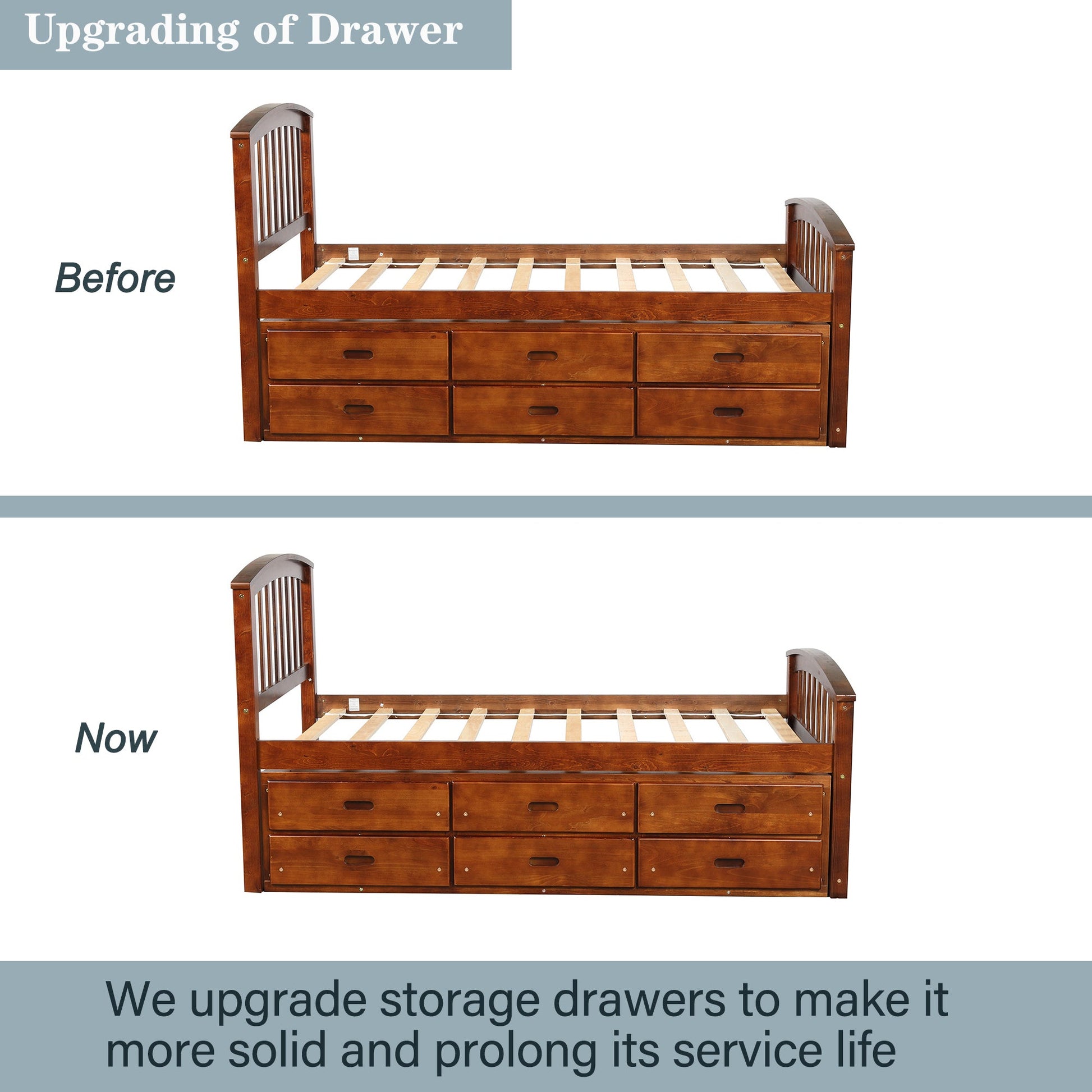 Orisfur. Twin Size Platform Storage Bed Solid Wood Bed with 6 Drawers - 1st Choice Furniture Direct