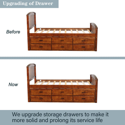 Orisfur. Twin Size Platform Storage Bed Solid Wood Bed with 6 Drawers - 1st Choice Furniture Direct