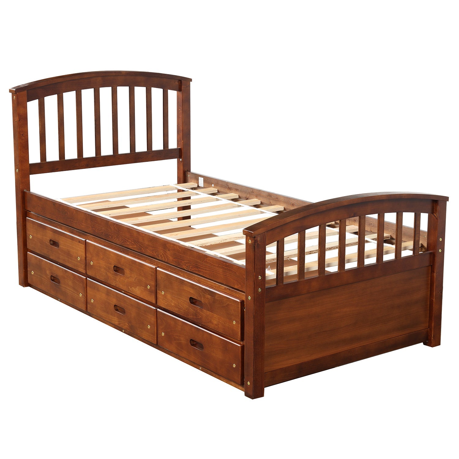 Orisfur. Twin Size Platform Storage Bed Solid Wood Bed with 6 Drawers - 1st Choice Furniture Direct