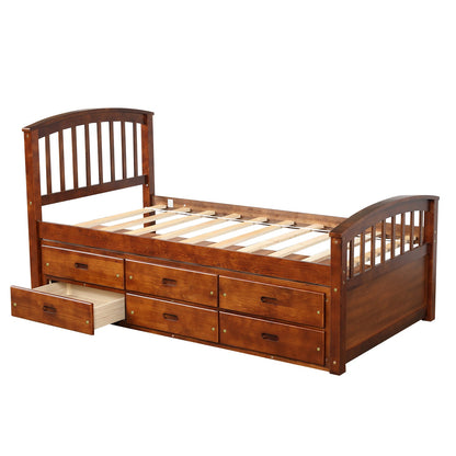 Orisfur. Twin Size Platform Storage Bed Solid Wood Bed with 6 Drawers - 1st Choice Furniture Direct