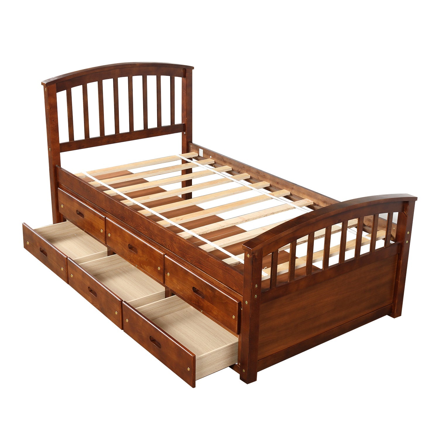 Orisfur. Twin Size Platform Storage Bed Solid Wood Bed with 6 Drawers - 1st Choice Furniture Direct