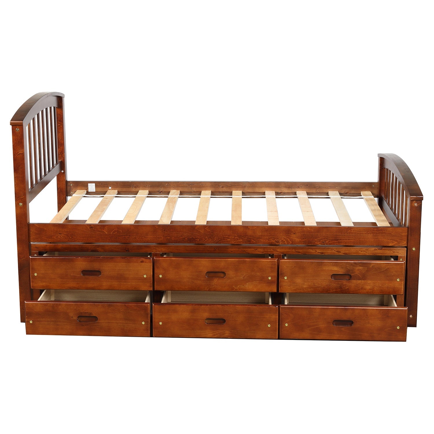 Orisfur. Twin Size Platform Storage Bed Solid Wood Bed with 6 Drawers - 1st Choice Furniture Direct