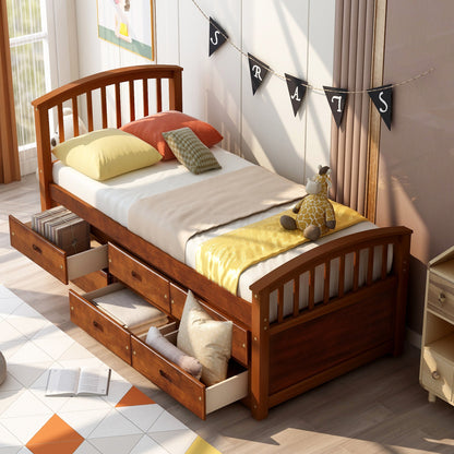 Orisfur. Twin Size Platform Storage Bed Solid Wood Bed with 6 Drawers - 1st Choice Furniture Direct