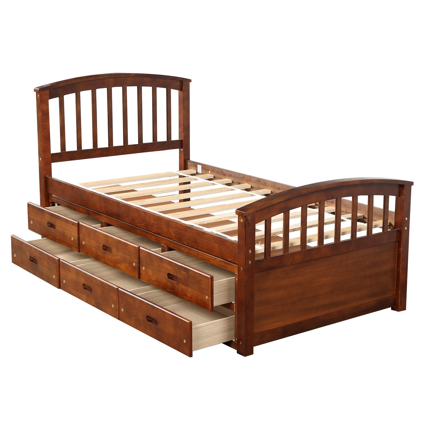 Orisfur. Twin Size Platform Storage Bed Solid Wood Bed with 6 Drawers - 1st Choice Furniture Direct