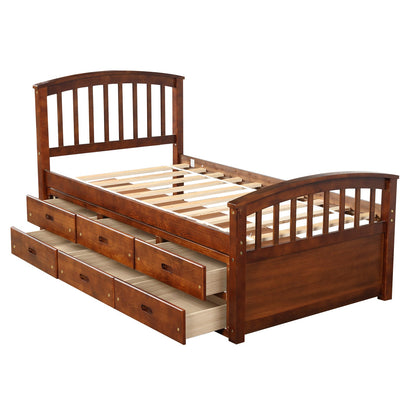 Orisfur. Twin Size Platform Storage Bed Solid Wood Bed with 6 Drawers - 1st Choice Furniture Direct