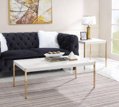 Otrac White & Gold Finish Coffee Table - 1st Choice Furniture Direct