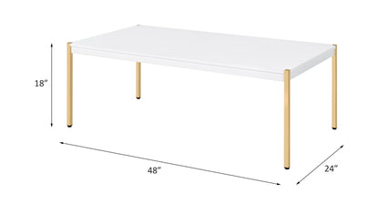 Otrac White & Gold Finish Coffee Table - 1st Choice Furniture Direct