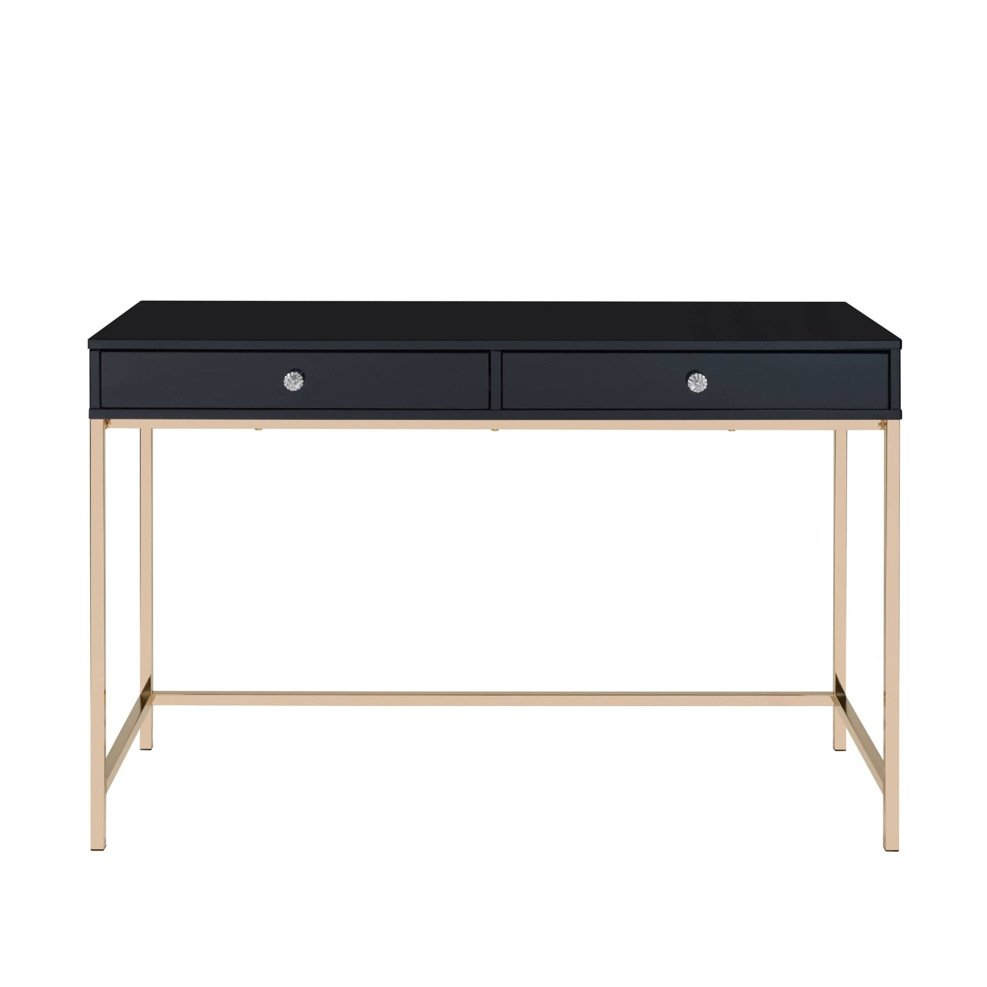 Ottey Black High Gloss & Gold Finish Writing Desk - 1st Choice Furniture Direct