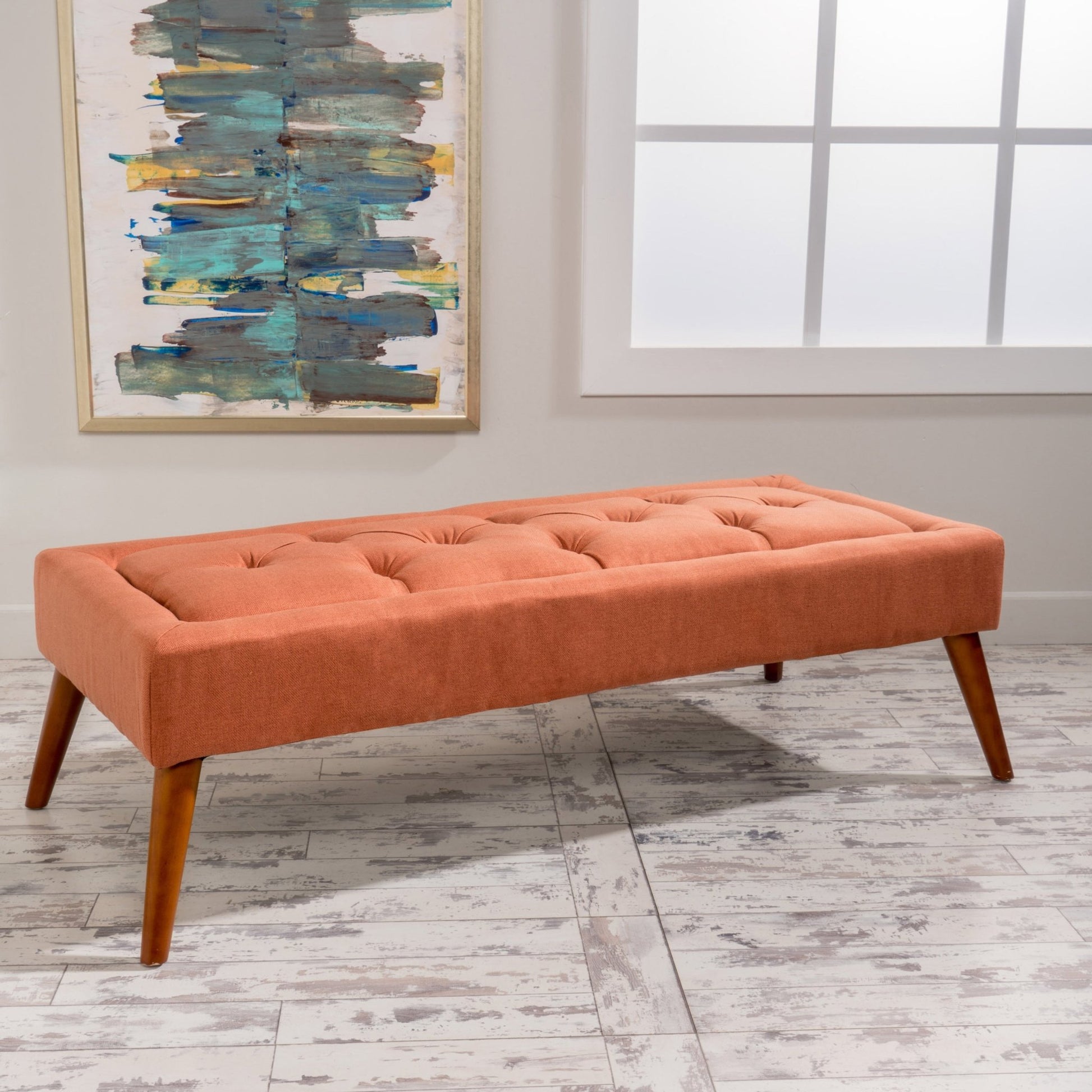 Ottoman Bench Upholstered Bedroom Bench for End of Bed, Button - Tufted Footstool for Entryway Living Room Dining Room - 1st Choice Furniture Direct