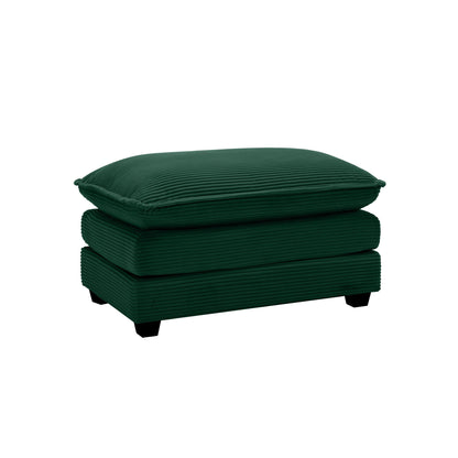 Ottoman Footstool in Corduroy Fabric, Can be Used with 2 Seater Sofas, 3 Seater Sofas and 4 Seater Sofas,Green Corduroy Fabric - 1st Choice Furniture Direct